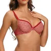 Grote Rode Sexy Bras Voor Vrouwen See Through Mesh Transparante Dot Draad Ondergoed Drop 32 34 36 38 40 42 44 Abcd DD E DDD F228e