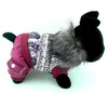 Warm Purple Pet Dog Cat Winter Fleece Jacket Water Resistant Lined Coat Flower Pattern Clothing For Small Puppy 211007