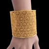 Golden Bangle for Women Wide Cuff Bracelet Arabic Bridal Hand Bangles Jewelry Middle East Fashion Open Bracelets