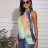 T-shirt Femme 2022 Summer Tie-Dye O-Cou T-shirt sans manches Femmes Plus Taille Modes Off Épaule Tops Streetwear Tee Shirt Femme