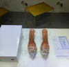 2021 Officiële kwaliteit AMINA-schoenen PVC Slingback Pumps Muaddi Restocks Begum PVC Slingbacks 8cm / 10cm hoge hak