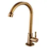 Brass kök kran brons antik yta Singelhandtag Högkvalitativ retro endast kallvattenkran 360 Swivel Basin Sink Tap 211108