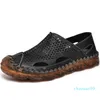 Hommes été haute qualité en cuir véritable sandales décontractées hommes trou creux plage chaussures décontractées Sandalias Hombre grande taille 38-46 2021