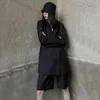 [EAM] brede been knielengte broek twee stuk pak revers lange mouw zwarte losse fit vrouwen mode lente herfst 1x657 21512