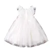 White Girls Butterfly Dress for Kids Lovely Children Lace Tulle with Wings Fashion Ins Clothing 210529