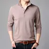 Üst Sınıf Moda Markaları Polo Gömlek Erkek Katı Renk Uzun Kollu Slim Fit Erkek Kore Poloshirt Rahat Erkekler Giyim 210707