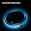 LED -bilbanor Cup Holder Lights 7 Färger Luminescent Pad USB Laddningsmatta Interiördekoration Drink Coaster260x