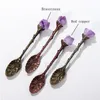 Natural Crystal Spoon Metal Carved Coffee Mixing Spoons Fruit Dessert Scoop Ice Cream Spoons Household Tea Set Accessories BH5953 TYJ