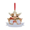 Christmas Decorations Elk Family Personal Gift Pendant Cute Wooden Xmas Tree Ornaments T2I53223