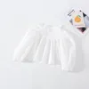 Flickor Fashion White Puff Sleeve Bomull Blusar 1-5 år Baby Girl Loose All-Match Tops 210508