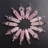 Pierre naturelle Rose Quartz Rose cristal pendentif à breloques assortis colonne hexagonale pendentifs pour boucles d'oreilles collier fabrication de bijoux