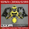 Corpo stampo ad iniezione per HONDA CBR900 CBR929 CBR 929RR 900RR 900 929 RR CC 00 01 Carrozzeria 68No.9 900CC 929CC CBR929RR 00-01 CBR900RR 2000 2001 Carena OEM Giallo nero