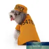 Fato do animal de estimação de Halloween para cães Halloween Cosplay Costume Camisa quente e chapéu Conjunto de roupas para cães Traje de traje de vestuário de prisioneiro Preço de fábrica Qualidade de design mais recente