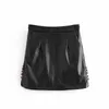 Aelegantmis High Waist Faux Leather Skirt Women Slim Office Lady Pu Mini Female Casual Bobycon Short s Spring Rivet 210607