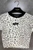 FAOP Verão Design Manga Curta O Pescoço Leopardo Slim Camiseta Mulheres Top Moda GB332 210709