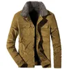 メンズジャケット冬のCorduroy厚さのleceメンズジャケットコートの毛皮襟のミリタリー爆撃機パイロットChaqueta Hombre Plusサイズ4xl