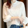 Damesblouses Shirts Hollow Leeg Shirt Vrouwelijke Design Sense Niche 2021 Lente Herfst Elegante Franse Lange mouwen Blouse Trend