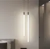 Minimalistisk LED Tube Pendellampa Aluminium Akryl Upphängningsljus Lounge Matbord Sängbord Kreativ hängbelysning