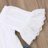 Emmababy 1-6Y Kleinkind Kinder Baby Mädchen Kleidung Sets Weiße Tops T-shirt Denim Lange Hosen Jeans Outfits Set 210326