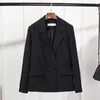 Chaqueta de oficina negra de talla grande para mujer, traje profesional informal, pantalones, chaqueta cruzada para mujer, pantalones ajustados 210527