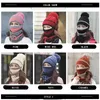 Beanie/Skull Caps Set 3 Hats Women Winter Knitted Velvet Thick Bib Mask Ear Protector Skullies Beanie Hat Riding Female Warm Wool Cap Delm22