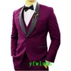 Custom-Made-Feito Botão Groomsmen Shawl Groom TuxeDos Homens Suits Casamento / Prom / Jantar Man Blazer (Jacket + Calças + Tie + Vest) W829