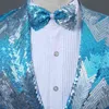 Mens gradiente lantejouler glitter blazer marca um botão bowtie incluído blazer hombre dj festa de casamento festa cantor trajes 210522