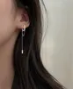 925 Sterling Silver Tassel Round Bead Long Drop Dangle Earrings for Women Personalized Hip Hop Trend with Diamond Party Wedding Jewelry 1pcs