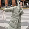 Kvinnor Down Parkas Winter Jackets Horn Buckle Padded 2022 Cotton Thick Green Fashion Long Sleeve Classic Parka Female Loose Clothing Luci