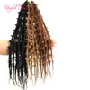 Butterfly box hair extensions Natural colored Ombre Gold Messy 18inch 3x box Faux Locs Bohemian Curly Synthetic Crochet Braids Hai9316683