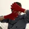 Fem fingrar handskar 2022 elastisk full finger varm tjock cykling som kör mode vinter stickade utomhusmantar kvinnor pekskärm