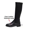 Meotina Winter Riding Boots Women Natural Genuine Leather Thick Heel Knee High Boots Cow Leather Round Toe Shoes Lady Fall 34-39 210608