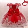 Dziewczyna Dresses Born Baby Girls Princess Sukienka Maluch Dzieci 3 6 9 12 18 24 Miesiące Boże Narodzenie Urodziny Party Tutu Koronki Kostium Chrzest Odzież