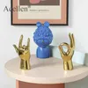Nordic Gold-plated Creative Finger Arrangement Home Decor Modern Resin Miniature Figurines Home Decoration Accessories Desk 210727