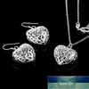 Women Silver Hollow Heart Jewelry Sets Fashion Earrings Necklace Kit Elegant Charm Retro Exquisite Heart Shape Pendant Jewellery Factory price expert design