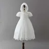 Newborn Dresses For Baby Girls Pageant Party Wedding Dress Christening Gown First Birthday Princess Dresses +Hat Infant Clothing Q0716