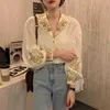 Retro vrouwen losse borduren allemaal match chic vintage zachte stijlvolle blouse elegantie vrouwelijke shirts tops 210525