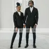 TRAJE DE NOVIO PARA BODA 2022 Black Groom Tuxedos Men Suit One Button Morning Garnitury 2 Sztuk (Kurtka + Spodnie) Czarni mężczyźni