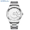 Hombre Crrju Casual Fashion Sport Zegarek męska Luksusowy Pasek ze stali nierdzewnej Zegarek Kwarcowy Wrist Watches Mężczyzna Zegar Relogio Masculino 210517