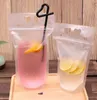 Waterflessen Plastic Drink Pouches Tassen met Rietjes 500ml Reksable Rits Niet-giftig Disposable Drink Container Party Servies