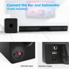 100W TV SoundBar 2.1 Haut-parleur Bluetooth 5.0 Système de cinéma maison 3D Surround 80 dB Barre de son Télécommande avec caisson de basses pour TV