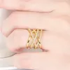 Hollow Stacking Knuckle Cluster Rings Diamond Cross Ring Gold Crystsal Open Adjustable Band for Women Fashion Jewelry Will and Sandy