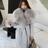 WOLD WOL DOMES BLOODS 2022 AANKOMSTEN VROUWEN VROUWEN COATS MADE -stijl Big Fur Collar Overjassen Lady Winter Outerwear Trench NW3727