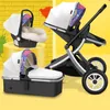 Kinderwagens # 3 In 1 Kinderwagen Kinderwagen Set Hoge Landschap Opvouwbare Kinderwagens Lederen Auto Kinderwagen Seat