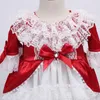 Flickans klänningar 2022 barn Spainsh Girls Birthday Red Lace Ball Gowns Baby Dop Lotia Dress Girl Spanien FW36