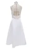 Vrouwen jurk elegante witte es mouwloze backless sexy grote zoom hoge taille lange es herfst plus size 210513