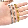 Catena di collegamento Sunnerlees gioielli Bracciale in acciaio inossidabile da 7 mm in oro argento a doppio marciapiede cubane uomini da donna donere sc06 b kent22