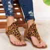 Femmes dames chaussures 2021 été décontracté chic Vintage léopard tongs confortables sandales fermeture éclair bohème Sandalias femme chaussures plates