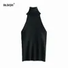 Women Slim Knitted Turtleneck Basic Tank Tops Female Camis Sleeveless Solid White Sweater Pullovers 210430