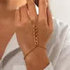 Charm Bracelets IngeSight.Z Gold Color Thin Link Chain Connected Finger Bangles For Women Punk Friendship Bracelet Wrist Jewelry